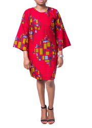 Ogonna Red Funnel Dress - Afrocentric Fashion Store-Ebbyz