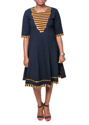 Ankara Patched Flare Dress - Afrocentric Fashion Store-Ebbyz