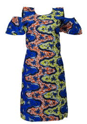 Flowery Cold Shoulder Dress - Afrocentric Fashion Store-Ebbyz