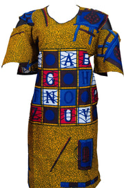 Alphabet Cold Shoulder Shift African Print Dress - Afrocentric Fashion Store-Ebbyz