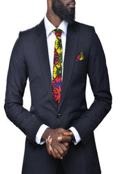 Red & Yellow Patterned Ankara Tie - Afrocentric Fashion Store-Ebbyz