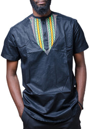 Ankara Patch Cotton Shirt - Afrocentric Fashion Store-Ebbyz