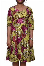 Oge Mid Flare Dress - Afrocentric Fashion Store-Ebbyz